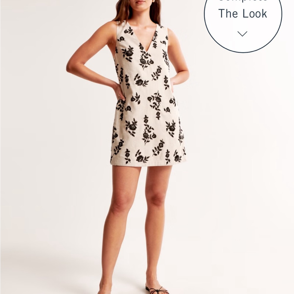 Abercrombie & Fitch Embroidered Linen-Blend Mini Dress (M)